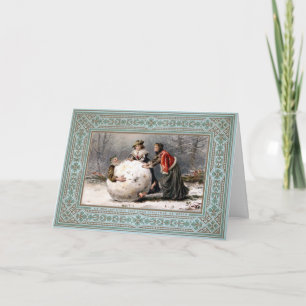 Tarjeta de Navidad Victoriana Antigua y Extraña