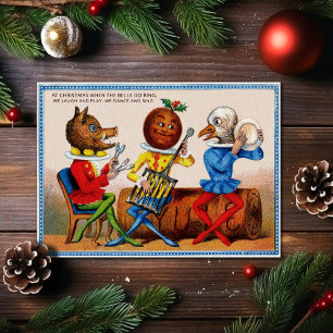 Tarjeta de Navidad Victoriana Antigua y Extraña