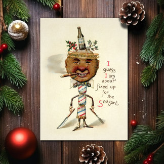 Tarjeta de Navidad Victoriana Antigua y Extraña