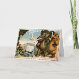 Tarjeta de Navidad Victoriana de Mamut y Dinoterio