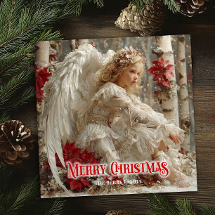 Tarjeta de Navidad victoriana editable del ángel d