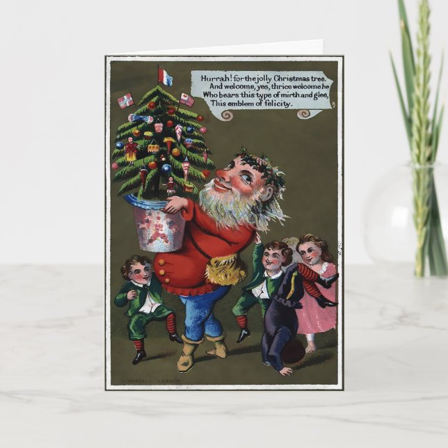 Tarjeta de Navidad Victoriana Vintage (Anverso)