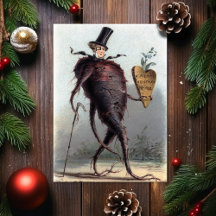 Tarjeta de Navidad Victoriana Vintage Extraña