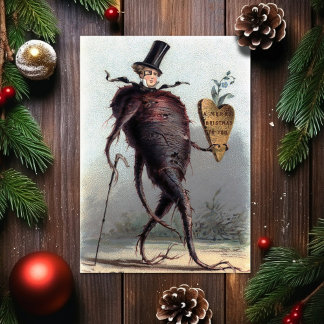 Tarjeta de Navidad Victoriana Vintage Extraña