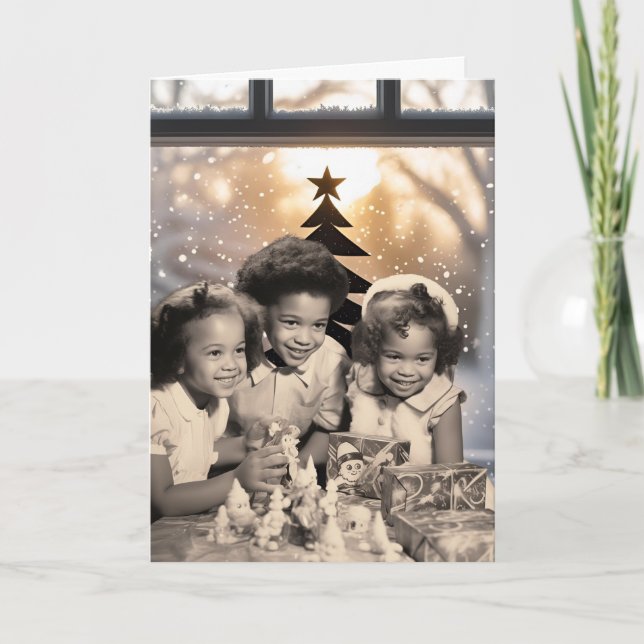 Tarjeta de Navidad vintage afroamericana (Anverso)