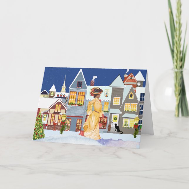 Tarjeta de Navidad vintage afroamericana (Anverso)