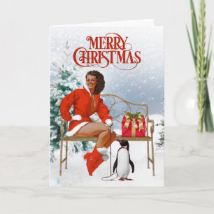 Tarjeta de Navidad vintage afroamericana
