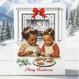 Tarjeta de Navidad vintage afroamericana