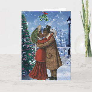 Tarjeta de Navidad vintage afroamericana