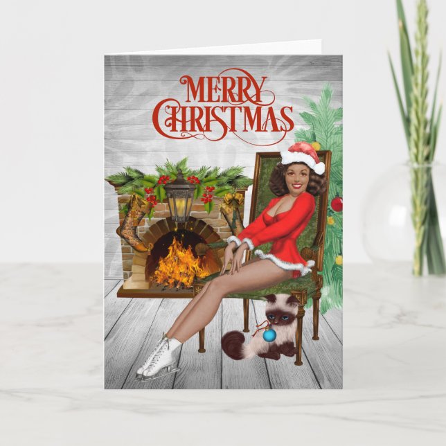 Tarjeta de Navidad vintage afroamericana (Anverso)