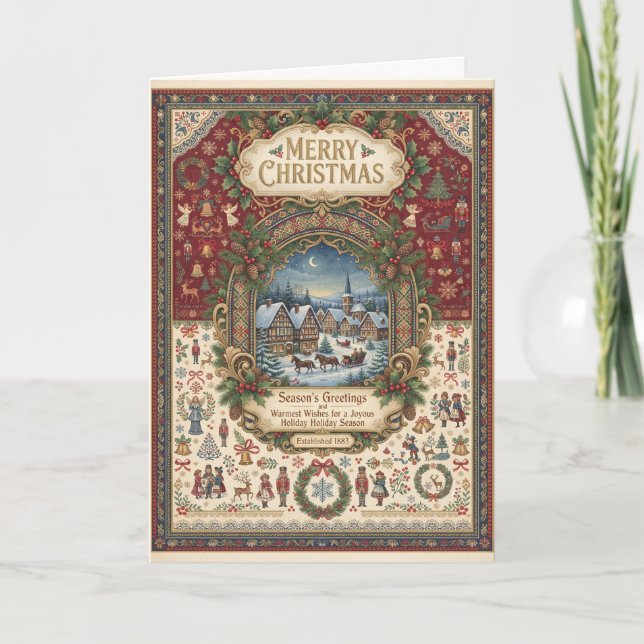 Tarjeta de Navidad vintage alegre (Anverso)