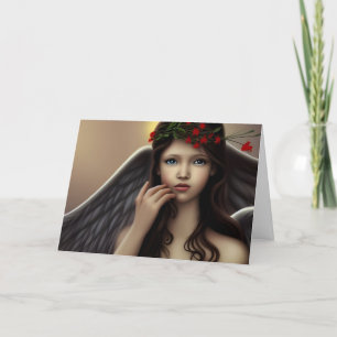 Tarjeta de Navidad Vintage Ángel Flores Rojas en B