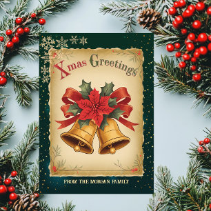 Tarjeta de Navidad Vintage Campanas de Navidad Ver