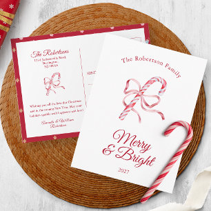 Tarjeta de Navidad Vintage Candy Cane “Merry & Bri