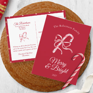 Tarjeta de Navidad Vintage Candy Cane “Merry & Bri