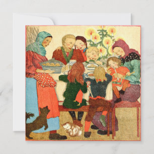 Tarjeta de Navidad Vintage Cena de Navidad