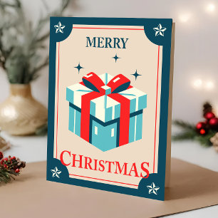 Tarjeta de Navidad Vintage con caja de regalo fest