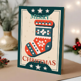 Tarjeta de Navidad vintage con Ilustracion de rese