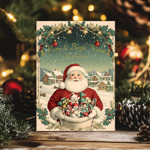 Tarjeta de Navidad vintage con Santa Claus