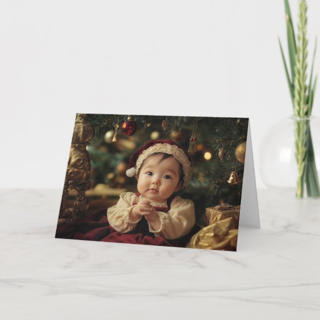 Tarjeta de Navidad Vintage de Bebé (Anverso)