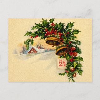 Tarjeta de Navidad Vintage de Campana de Fiesta