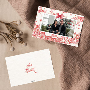 Tarjeta De Navidad Vintage De Color Rojo Y Beige
