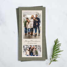 Tarjeta de Navidad vintage de cuadro verde con dos