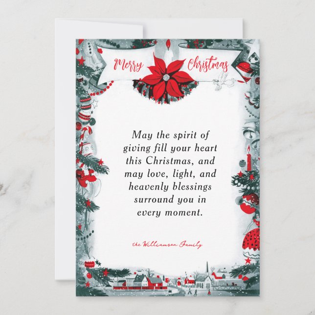 Tarjeta de Navidad Vintage de Feliz Navidad (Anverso)