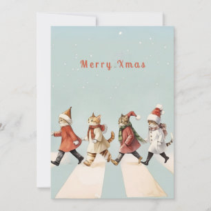 Tarjeta de Navidad vintage de gato