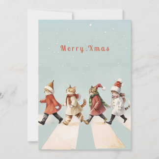 Tarjeta de Navidad vintage de gato