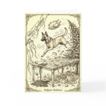 Tarjeta de Navidad Vintage de Malinois Bélgica con