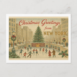 Tarjeta de Navidad Vintage de Nueva York