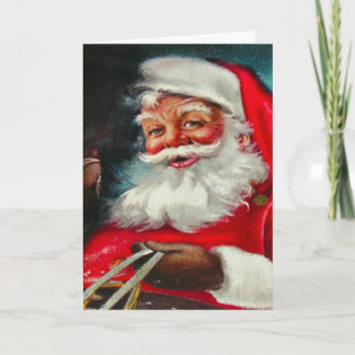 Tarjeta de Navidad vintage de Papá Noel