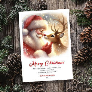 Tarjeta de Navidad vintage de Santa Festivo con Ru