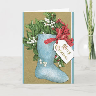 Tarjeta de Navidad Vintage Merry - Navidades desca