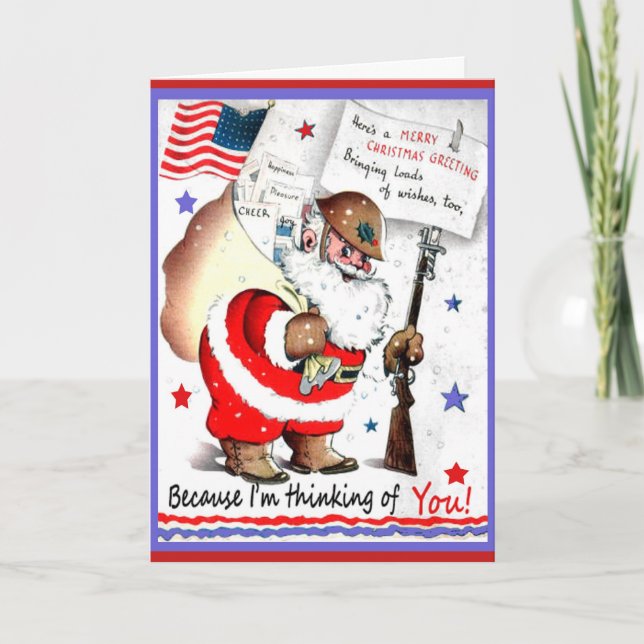 Tarjeta de Navidad Vintage Military Merry (Anverso)