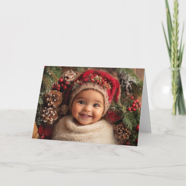 Tarjeta de Navidad Vintage para Bebé (Anverso)
