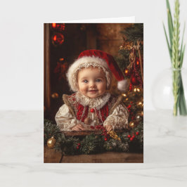Tarjeta de Navidad Vintage para Bebé