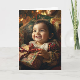 Tarjeta de Navidad Vintage para Bebé