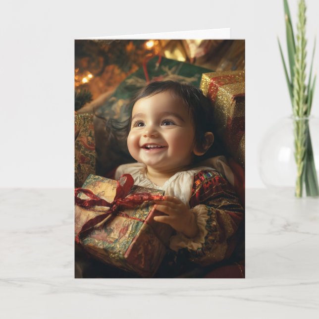 Tarjeta de Navidad Vintage para Bebé (Anverso)