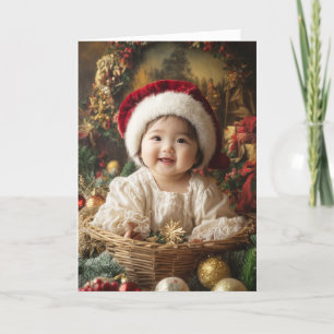 Tarjeta de Navidad Vintage para Bebé
