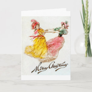 Tarjeta de Navidad Vintage para Mujeres LGBT Lesbi