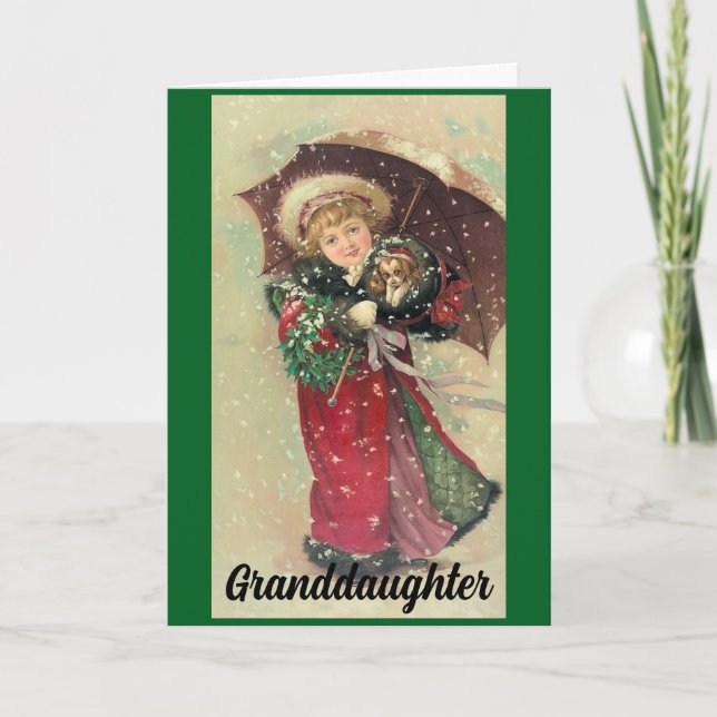 Tarjeta de Navidad Vintage para Nieta (Anverso)