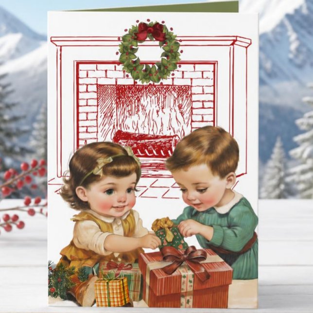 Tarjeta de Navidad Vintage para Niños (Subido por el creador)