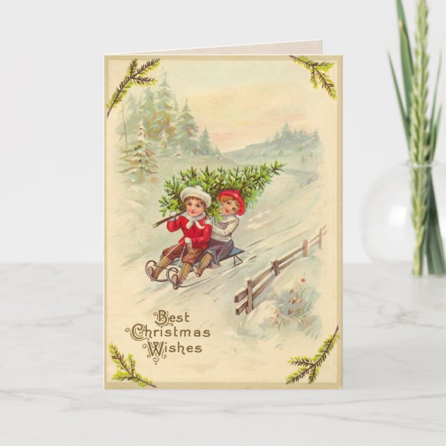 Tarjeta de Navidad Vintage para Niños con Soldadur (Anverso)