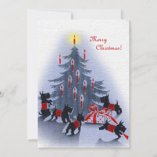 Tarjeta de Navidad Vintage, Perros Scottie