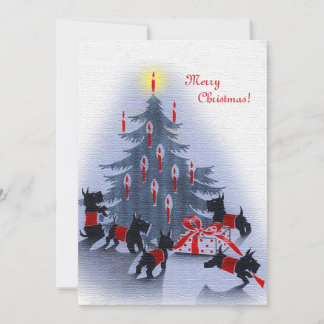 Tarjeta de Navidad Vintage, Perros Scottie