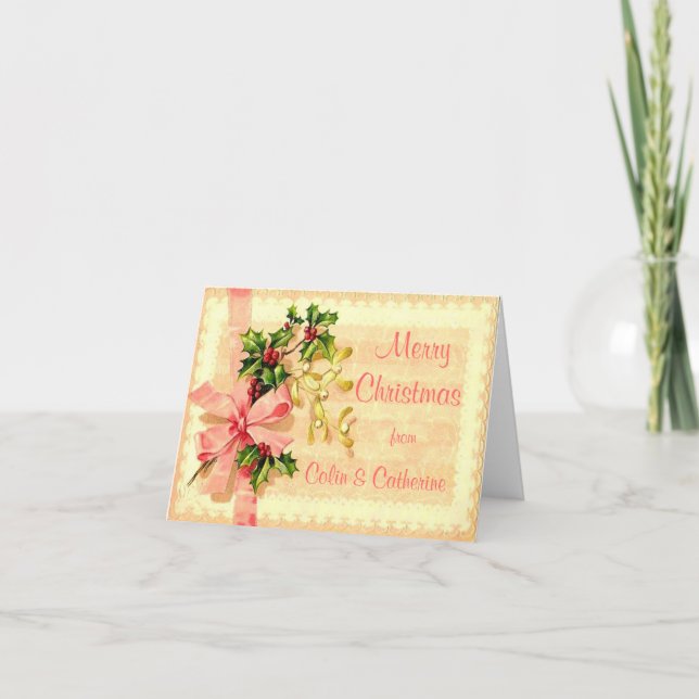 Tarjeta de Navidad Vintage personalizada (Anverso)
