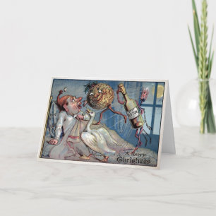 Tarjeta de Navidad vintage victoriana alegre