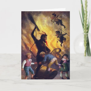 Tarjeta de Navidad Vintage Victoriana de Krampus